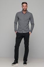 Σπορ γκρι ανδρικό πουκάμισο με λεπτομέρεια στην ύφανση  – Regular fit - Image 6