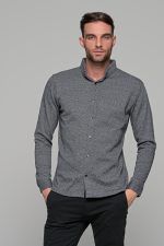 Σπορ γκρι ανδρικό πουκάμισο με λεπτομέρεια στην ύφανση  – Regular fit - Image 3