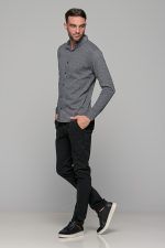 Σπορ γκρι ανδρικό πουκάμισο με λεπτομέρεια στην ύφανση  – Regular fit - Image 7