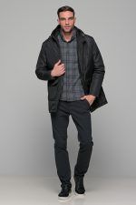 Σπορ γκρι ανθρακί ανδρικό καρό πουκάμισο – Slim fit - Image 8