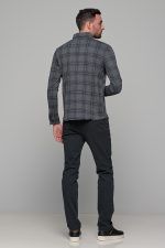 Σπορ γκρι ανθρακί ανδρικό καρό πουκάμισο – Slim fit - Image 9