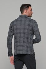 Σπορ γκρι ανθρακί ανδρικό καρό πουκάμισο – Slim fit - Image 5