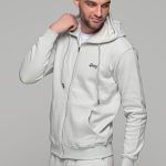 Γκρι ανδρική ζακέτα φουτερ FR με φερμουαρ