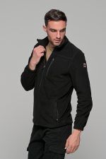 Μαύρη ανδρική ζακέτα fleece FR με φερμουάρ - regular fit