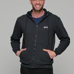 Μαύρη ανδρική ζακέτα φουτερ FR με φερμουαρ