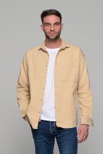 Oversized μπεζ jacket πουκάμισο  – Loose Fit - Image 4