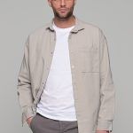 Oversized γκρι jacket πουκάμισο  – Loose Fit