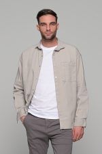 Oversized γκρι jacket πουκάμισο  – Loose Fit