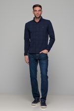 Σπορ μπλε ανδρικό καρό πουκάμισο – Slim fit - Image 6