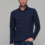 Σπορ μπλε ανδρικό καρό πουκάμισο – Slim fit