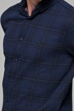 Σπορ μπλε ανδρικό καρό πουκάμισο – Slim fit - Image 2