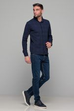 Σπορ μπλε ανδρικό καρό πουκάμισο – Slim fit - Image 7