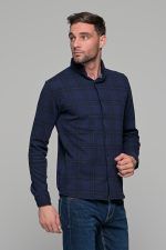 Σπορ μπλε ανδρικό καρό πουκάμισο – Slim fit - Image 4