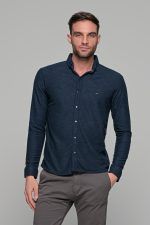 Σπορ μπλε ανδρικό πουκάμισο MR – Slim fit