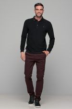 Μαύρη ανδρική μακρυμάνικη βελουτέ μπλούζα πόλο MS με κουμπιά - Image 6