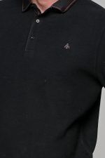 Μαύρη ανδρική μακρυμάνικη βελουτέ μπλούζα πόλο MS με κουμπιά - Image 2