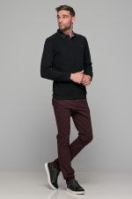 Μαύρη ανδρική μακρυμάνικη βελουτέ μπλούζα πόλο MS με κουμπιά - Image 7