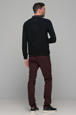 Μαύρη ανδρική μακρυμάνικη βελουτέ μπλούζα πόλο MS με κουμπιά - Image 9