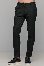 Μαύρο υφασμάτινο ανδρικό παντελόνι με γαζί στην τσάκιση– Skinny fit - Image 3