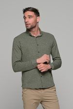 Σπορ λαδί ανδρικό πουκάμισο με λεπτομέρεια στην ύφανση  – Regular fit - Image 4