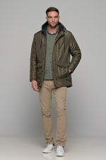 Σπορ λαδί ανδρικό πουκάμισο με λεπτομέρεια στην ύφανση  – Regular fit - Image 9