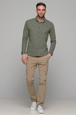 Σπορ λαδί ανδρικό πουκάμισο με λεπτομέρεια στην ύφανση  – Regular fit - Image 8