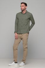 Σπορ λαδί ανδρικό πουκάμισο με λεπτομέρεια στην ύφανση  – Regular fit - Image 6