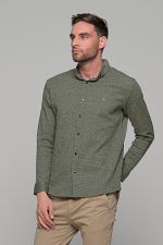 Σπορ λαδί ανδρικό πουκάμισο με λεπτομέρεια στην ύφανση  – Regular fit