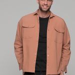 Oversized ροδακινί jacket πουκάμισο  – Loose Fit