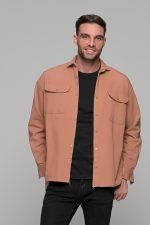 Oversized ροδακινί jacket πουκάμισο  – Loose Fit