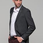 Σκούρο γκρι ανθρακί σακάκι ανδρικό AM- slim fit