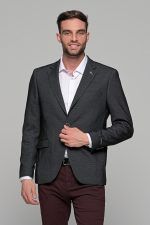 Σκούρο γκρι ανθρακί σακάκι ανδρικό AM- slim fit - Image 3