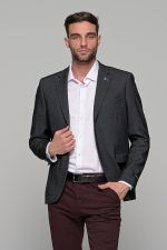 Σκούρο γκρι ανθρακί σακάκι ανδρικό AM- slim fit - Image 4