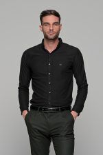 Σπορ μαύρο ανδρικό πουκάμισο MR – Slim fit - Image 3