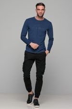 Μπλε ανδρική μακρυμάνικη μπλούζα με στάμπα Freeland στο στήθος - Image 6