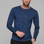 Μπλε ανδρική μακρυμάνικη μπλούζα με στάμπα Freeland στο στήθος