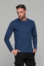 Μπλε ανδρική μακρυμάνικη μπλούζα με στάμπα Freeland στο στήθος - Image 3