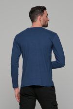 Μπλε ανδρική μακρυμάνικη μπλούζα με στάμπα Freeland στο στήθος - Image 5