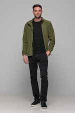 Χακί ανδρική ζακέτα fleece FR με φερμουάρ - regular fit - Image 10