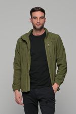 Χακί ανδρική ζακέτα fleece FR με φερμουάρ - regular fit - Image 5