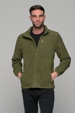 Χακί ανδρική ζακέτα fleece FR με φερμουάρ - regular fit - Image 4