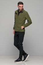Χακί ανδρική ζακέτα fleece FR με φερμουάρ - regular fit - Image 7
