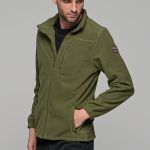 Χακί ανδρική ζακέτα fleece FR με φερμουάρ - regular fit