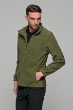 Χακί ανδρική ζακέτα fleece FR με φερμουάρ - regular fit