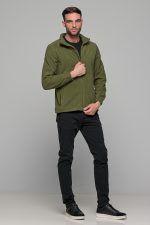 Χακί ανδρική ζακέτα fleece FR με φερμουάρ - regular fit - Image 8