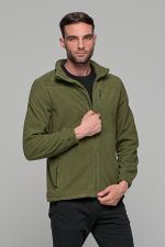 Χακί ανδρική ζακέτα fleece FR με φερμουάρ - regular fit - Image 3