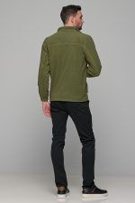 Χακί ανδρική ζακέτα fleece FR με φερμουάρ - regular fit - Image 9