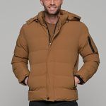 Κάμελ ανδρικό φουσκωτό μπουφάν PAPARAZZI - slim fit
