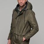 Χακί ανδρικό αδιάβροχο μπουφάν τύπου παρκά - regular fit