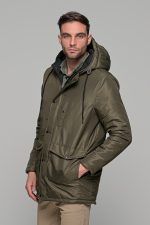 Χακί ανδρικό αδιάβροχο μπουφάν τύπου παρκά - regular fit